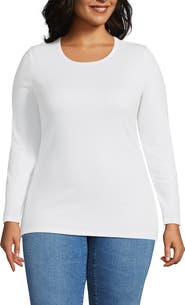 Lands' End Plus Size Long Sleeve Micro Rib T-Shirt