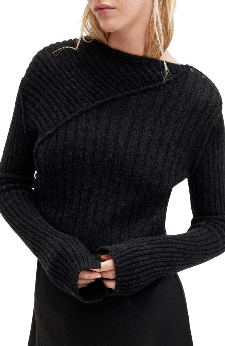 AllSaints Amos Two-Piece Sweater & Satin Dress, Alternate, color, 