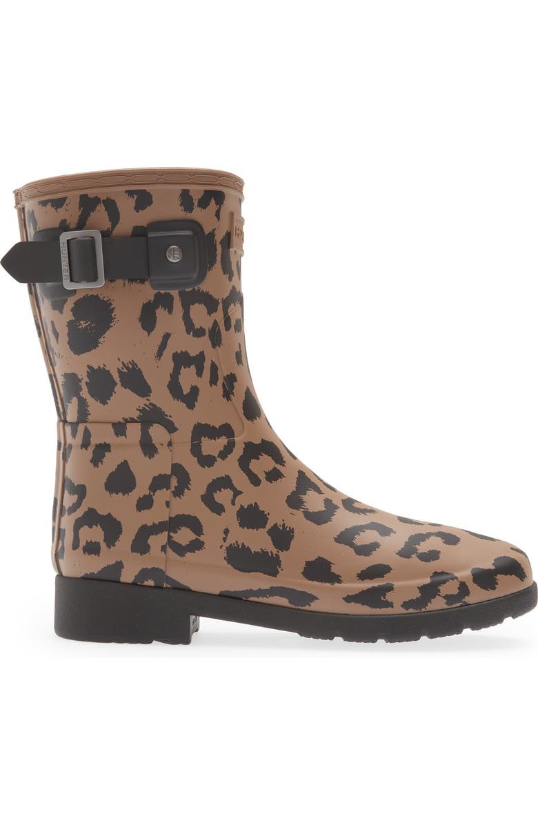 Hunter Original Refined Short Leopard Waterproof Rain Boot, Alternate, color,
