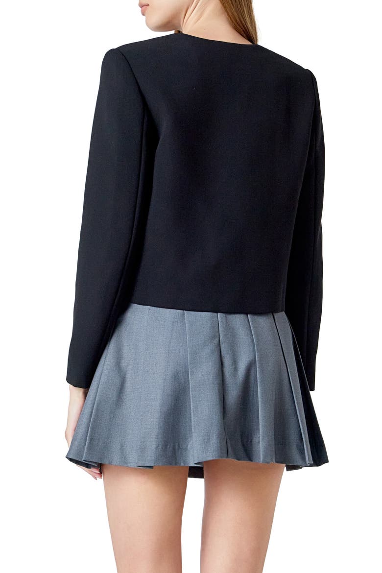 Velvet Trim Jacket, Alternate, color, BLACK