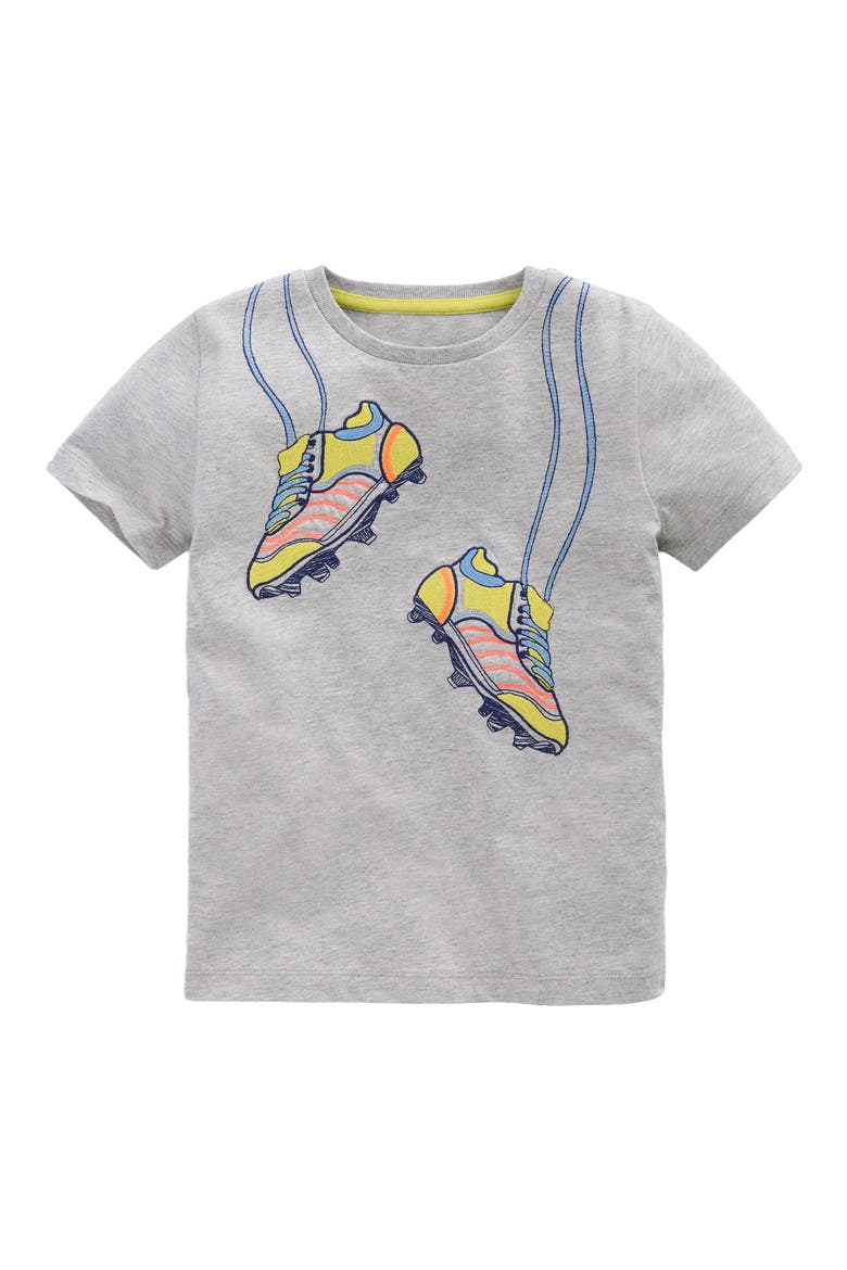 Kids' Embroidered T-Shirt, Main, color, GREY MARL FOOTBALL BOOTS