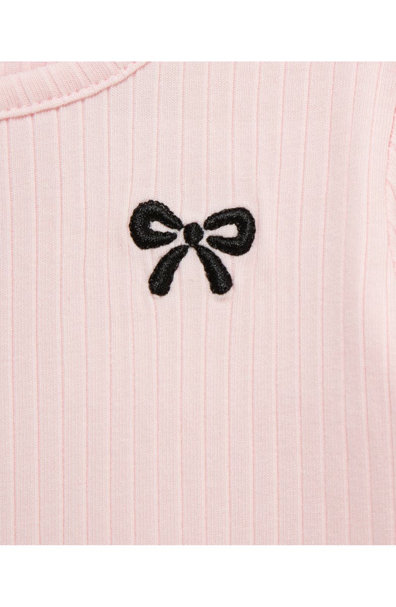 Little Me Bow Faux Shearling Jacket, T-Shirt & Pants Set, Alternate, color, Pink