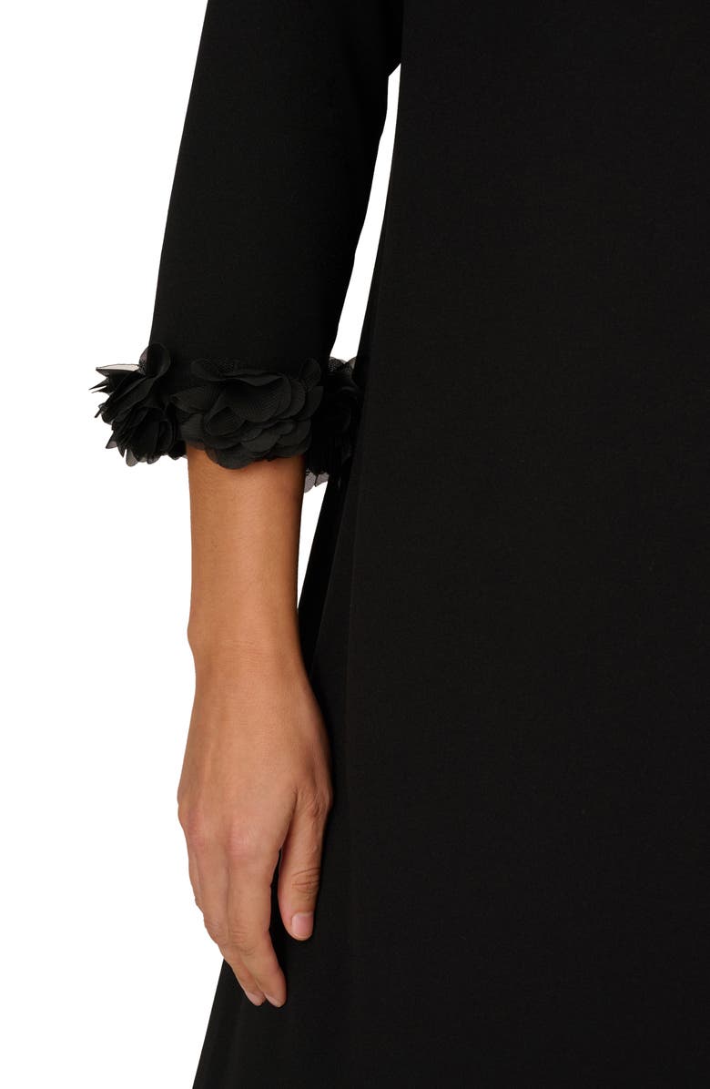 Adrianna Papell 3D Floral Cuff Crepe Shift Dress, Alternate, color,