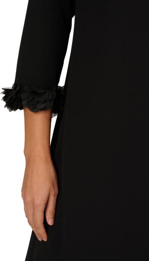 Lace Trim Long Sleeve Stretch Crepe Blazer Cocktail Minidress
