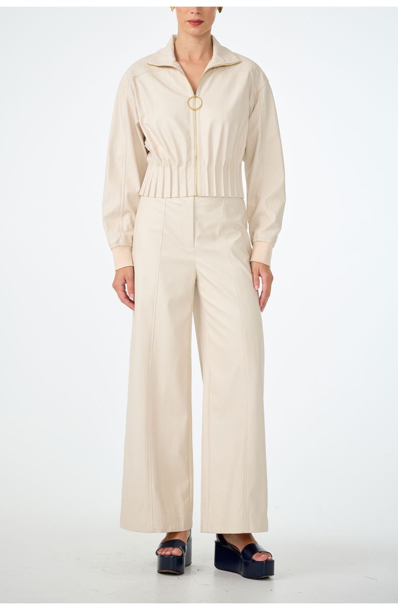 Trina Turk Outrun Faux Leather Jacket, Alternate, color, Ecru