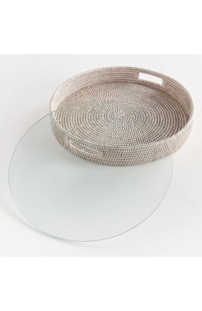 Napa Home & Garden Burma Rattan Round Serving Tray Large, Alternate, color, White