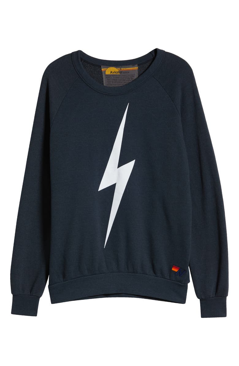 Aviator Nation Bolt Crewneck Sweatshirt, Alternate, color, Charcoal