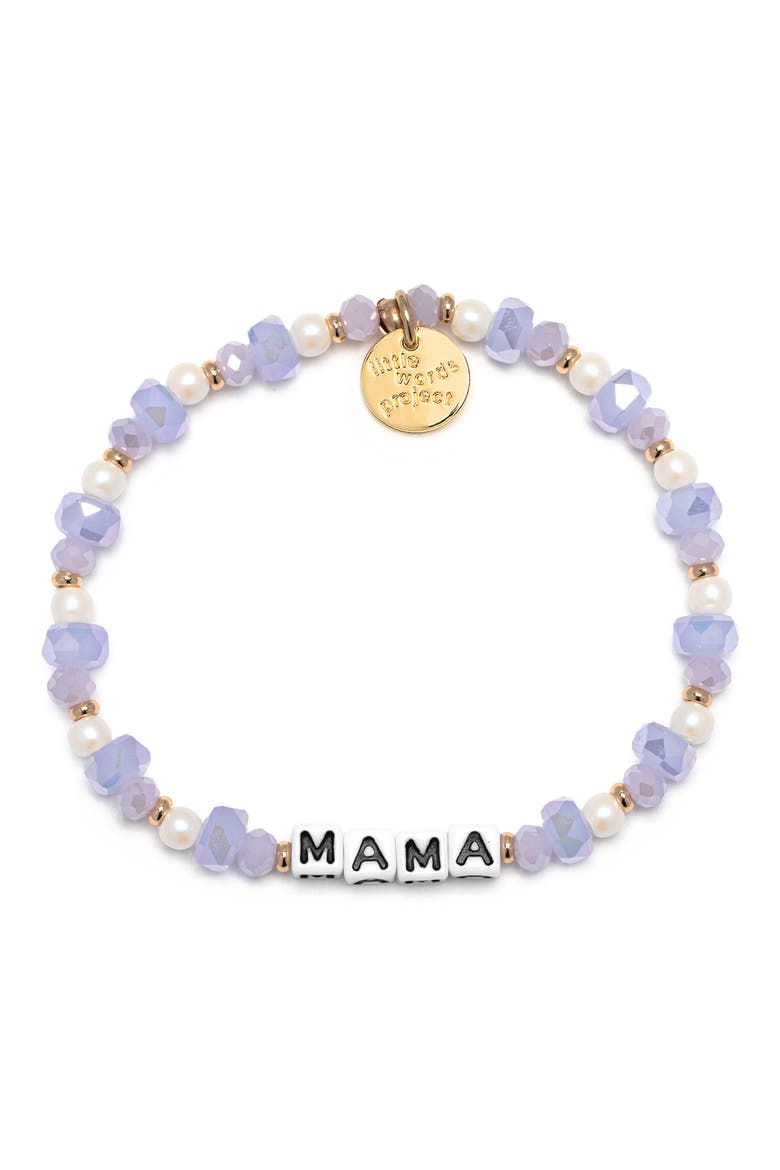 Mama Beaded Stretch Bracelet, Main, color, WHITE