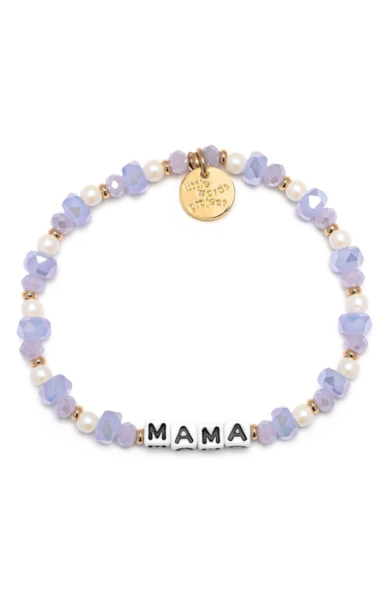 Little Words Project Mama Beaded Stretch Bracelet, Main, color, White