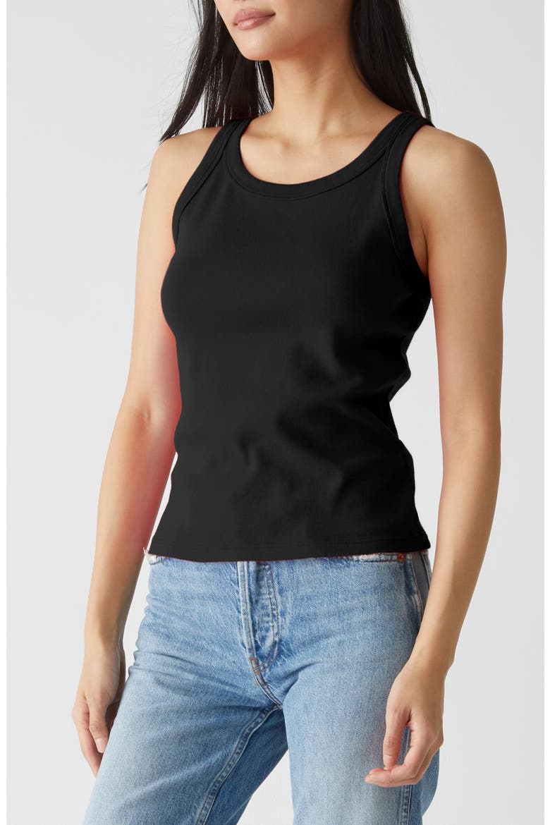 Cassie Binded Cotton Tank, Alternate, color, BLACK