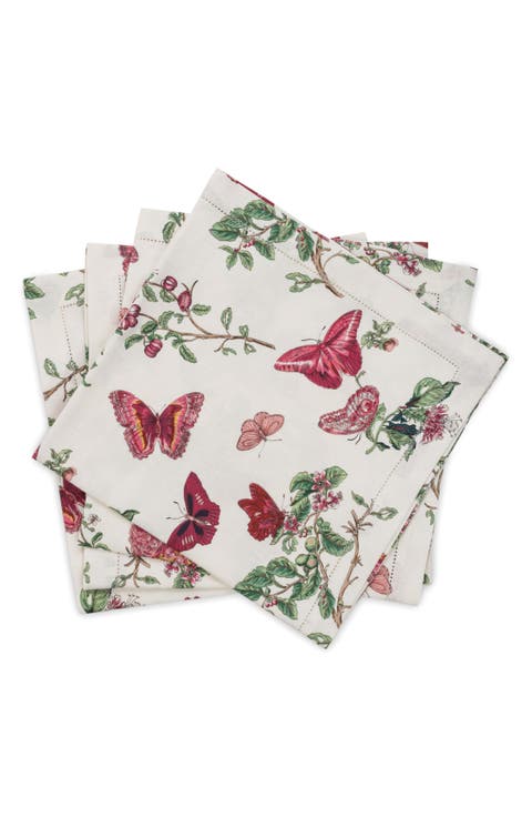 Baudin Butterfly Set of 4 Linen Napkins
