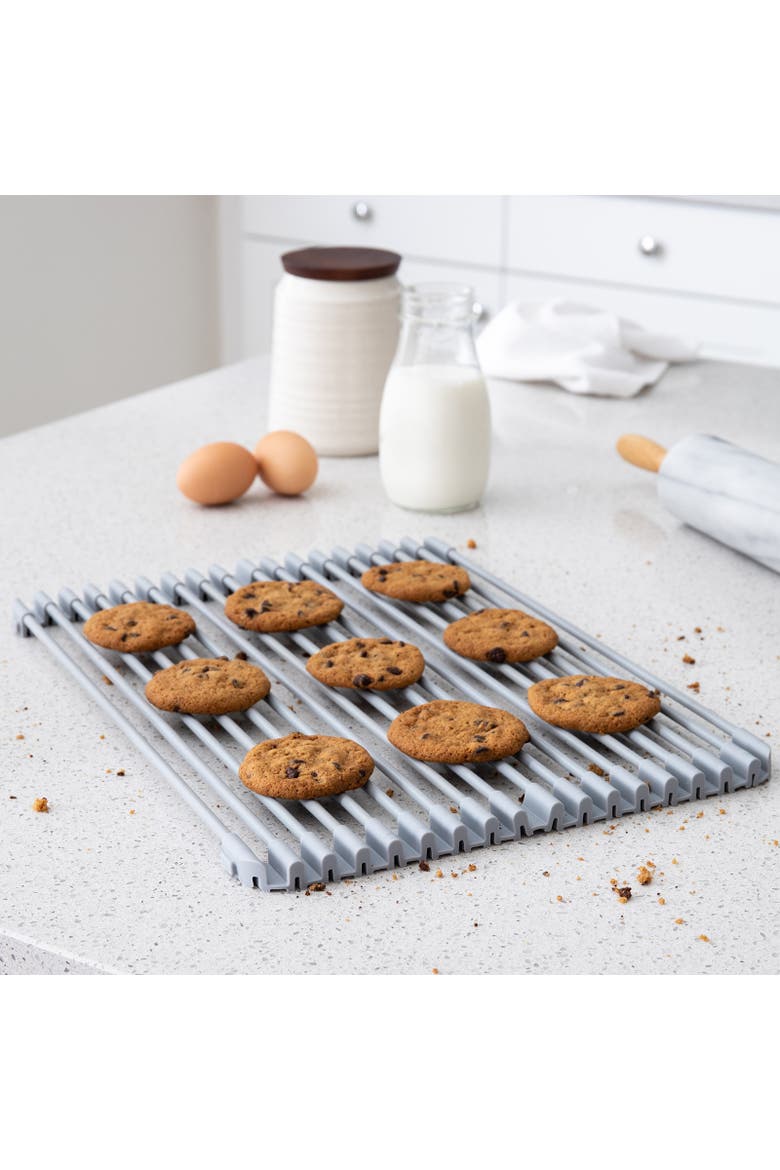 Multipurpose Roll Up Rack, Silicone coated Stainless Steel, Medium, Alternate, color, Gray