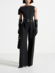 Manière De Voir Valerie Tailored Off Shoulder Jumpsuit With Belt