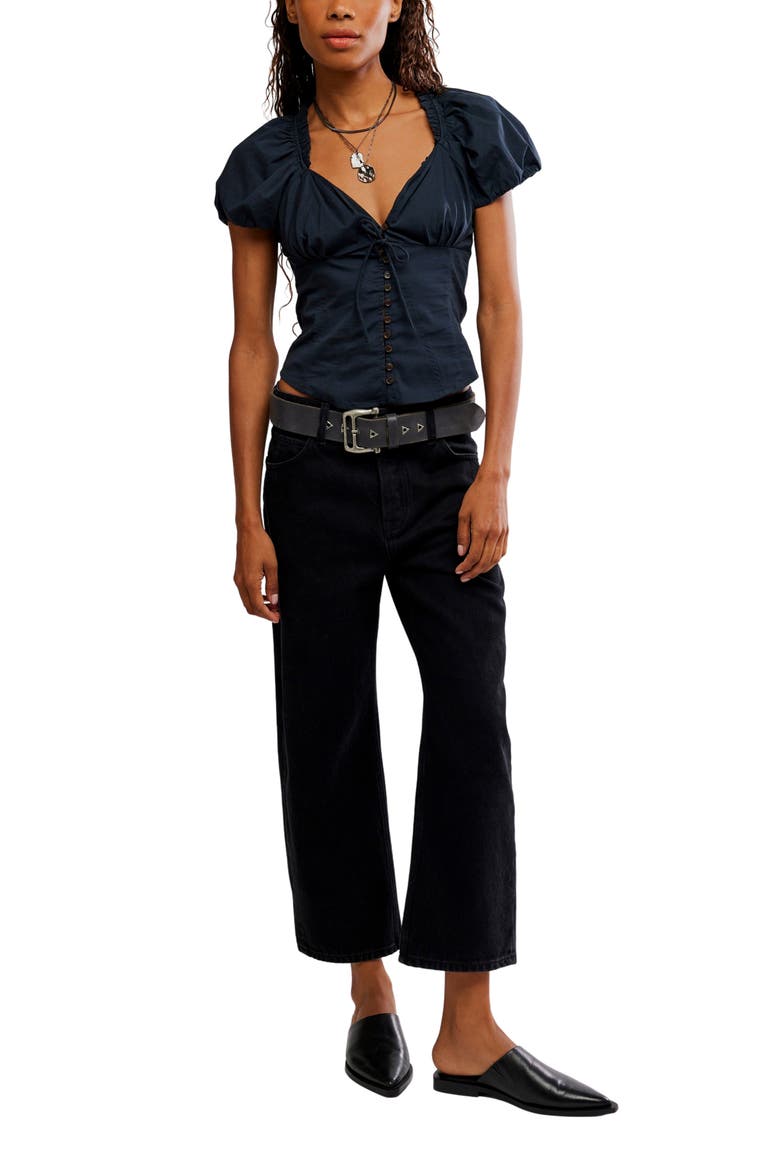 Summer Pleated Puff Sleeve Blouse, Alternate, color, BLACK
