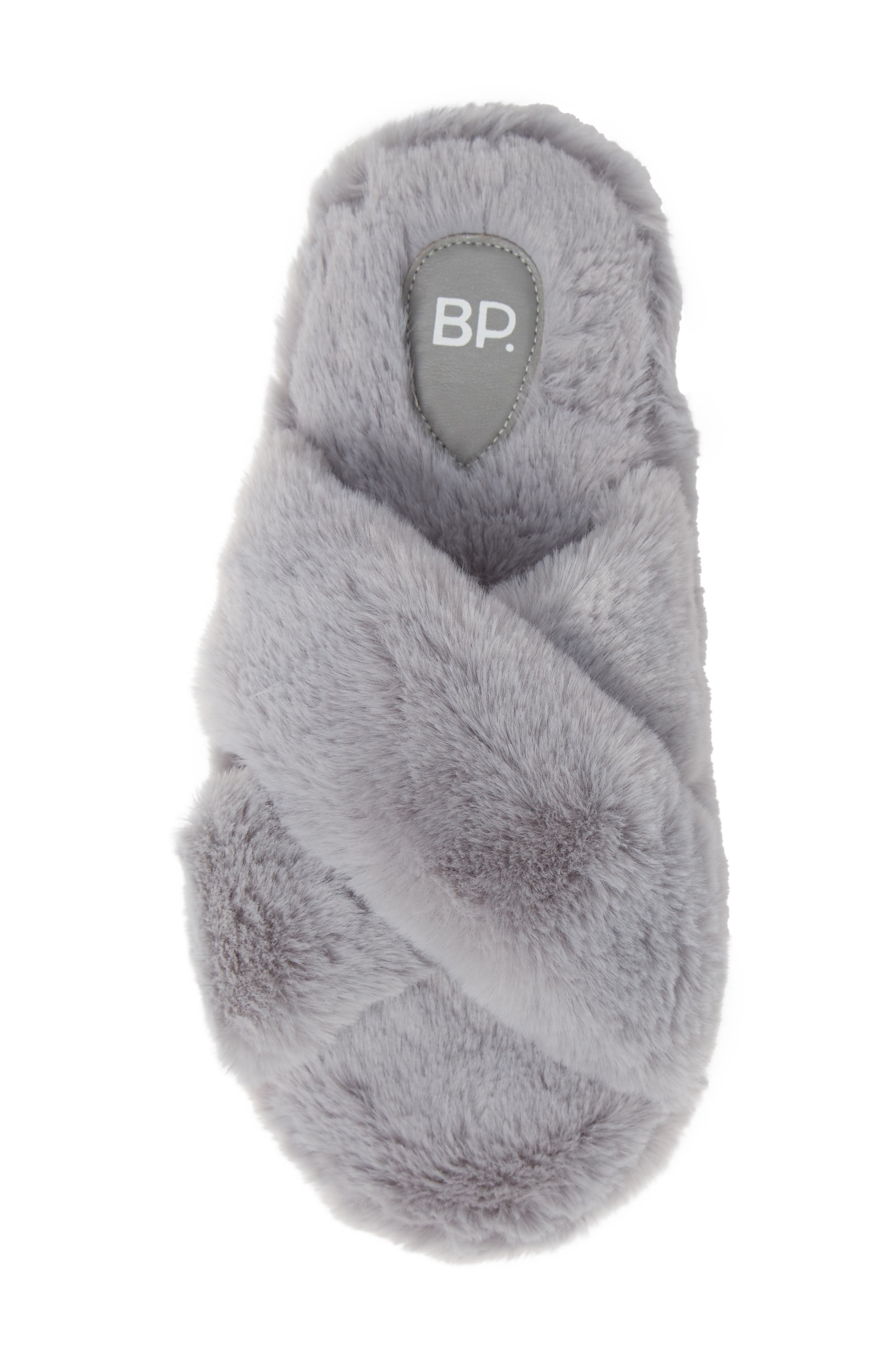 Giaa Faux Fur Slipper, Alternate, color, CHARCOAL FAUX FUR