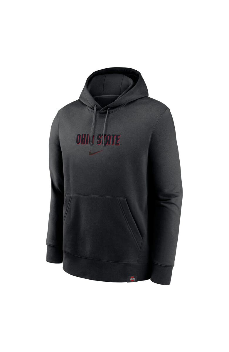 Nike Men's Nike Black Ohio State Buckeyes Statement Wordmark Lockup Pullover Hoodie, Alternate, color, 