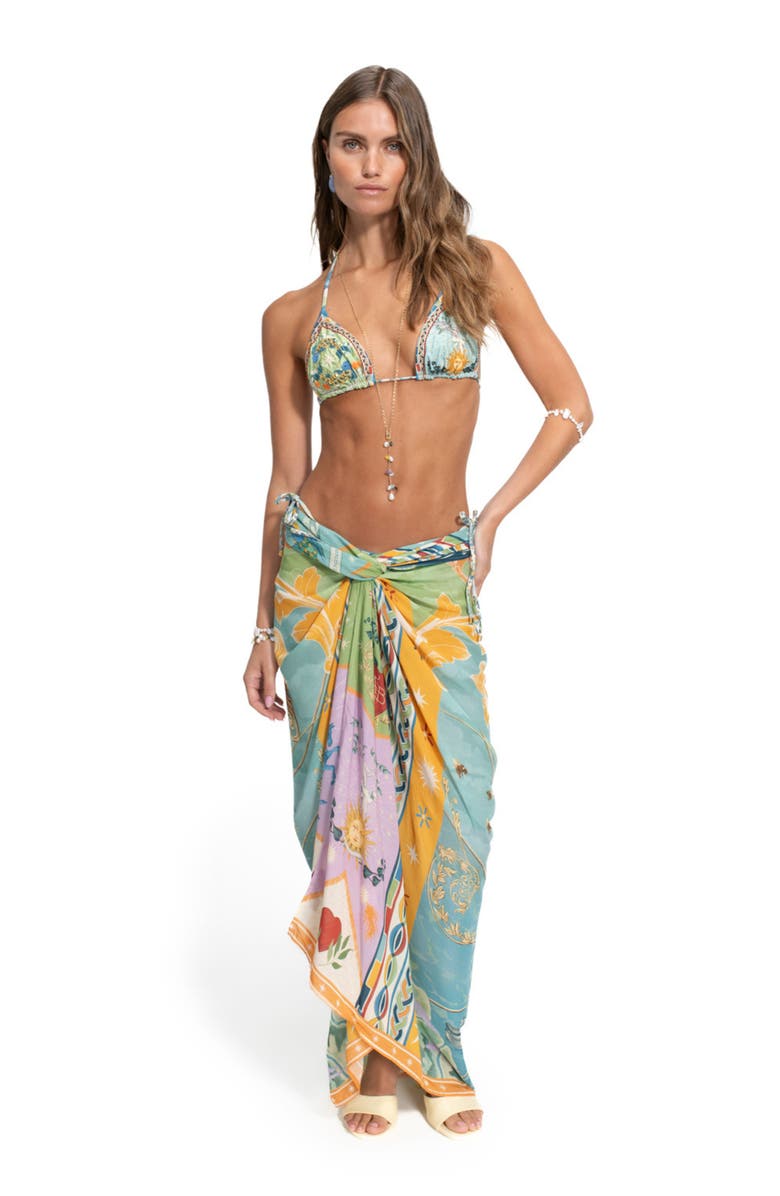 Agua Bendita Lolita Solstice Handmade Beaded Bikini Top, Alternate, color, Blue