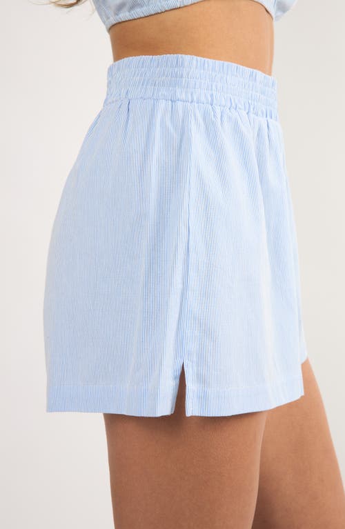 Viens Avec Moi Everyday Stripe Cotton Shorts In Blue
