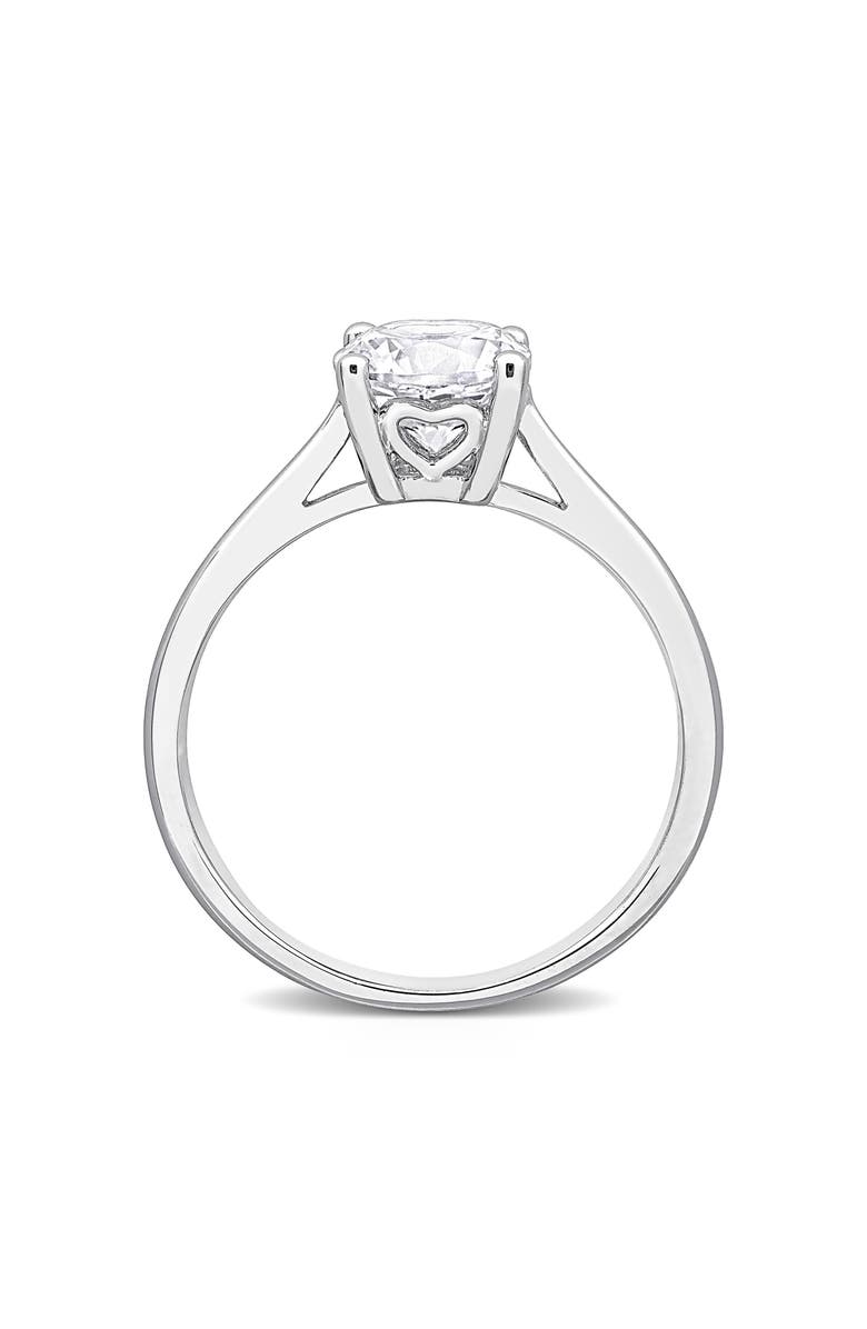 DELMAR Sterling Silver Round Lab Created White Sapphire Solitaire Ring, Alternate, color, Silver