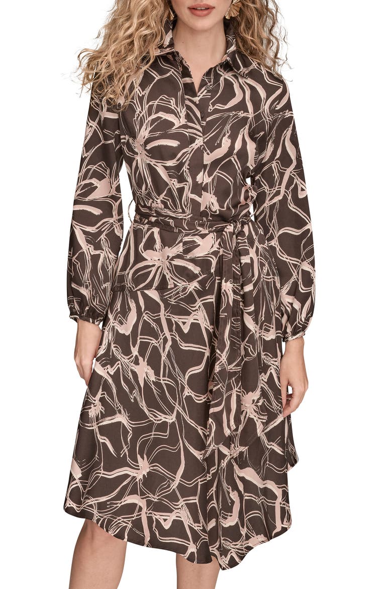 Long Sleeve Belted Shirtdress, Alternate, color, CHOCOLATE PLUM