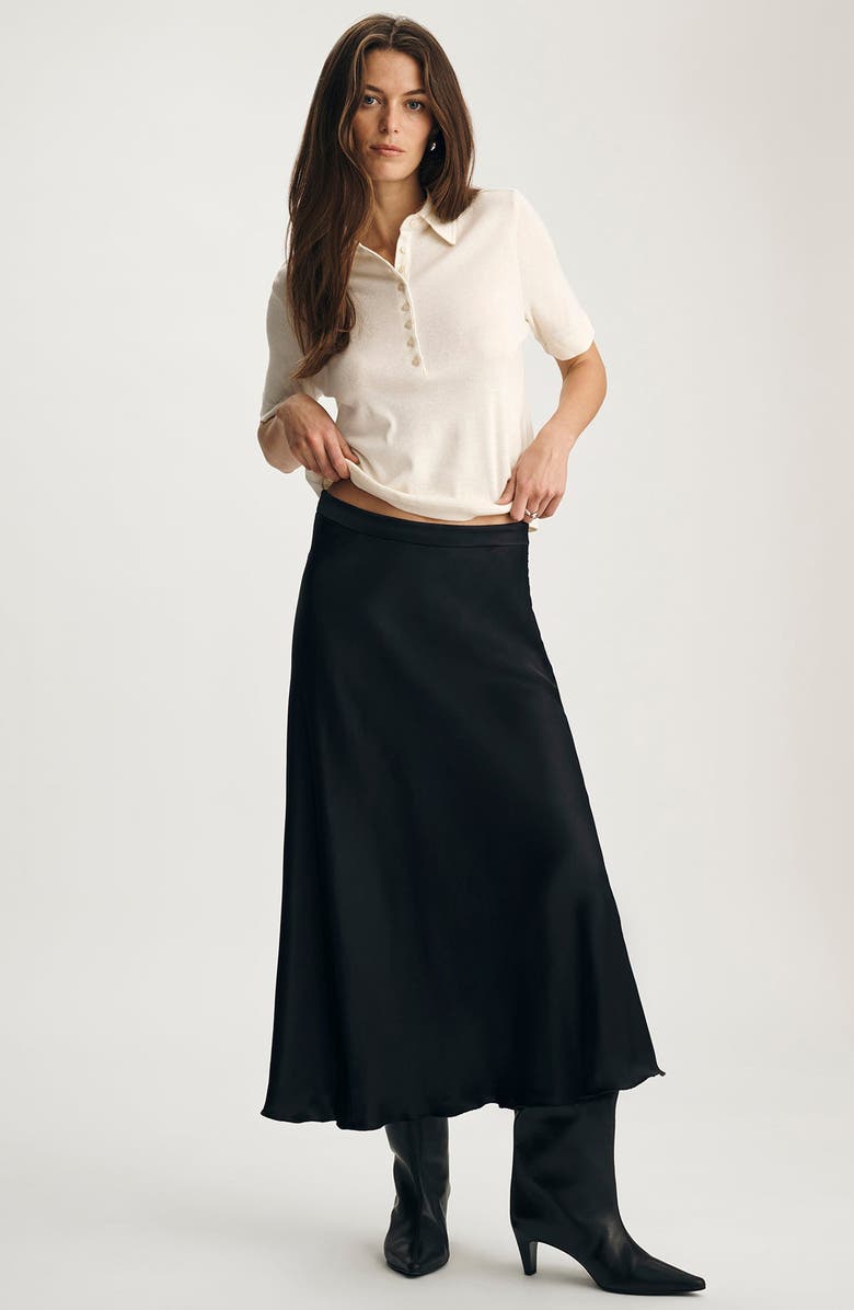 Mavi Jeans Satin Midi Skirt, Alternate, color, 
