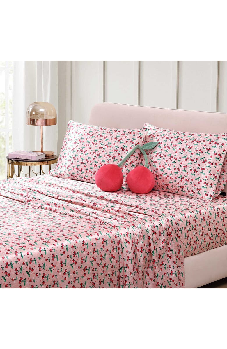 Betsey Johnson Cherry Plush Throw Pillow, Alternate, color, Red Multi