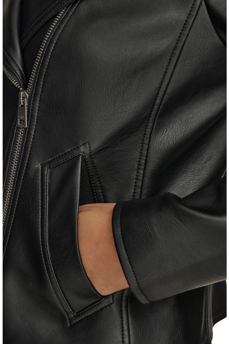 Women's Essential Faux Leather Moto Jacket, Alternate, color, BLACK
