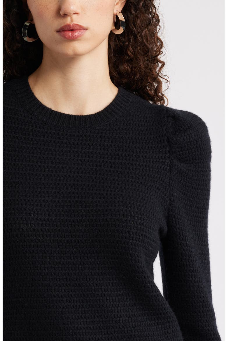 Wool & Cashmere Puff Sleeve Sweater, Alternate, color, BLACK ROCK