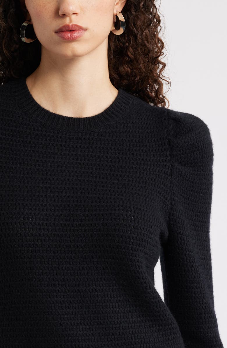 Nordstrom Wool & Cashmere Puff Sleeve Sweater, Alternate, color, Black Rock