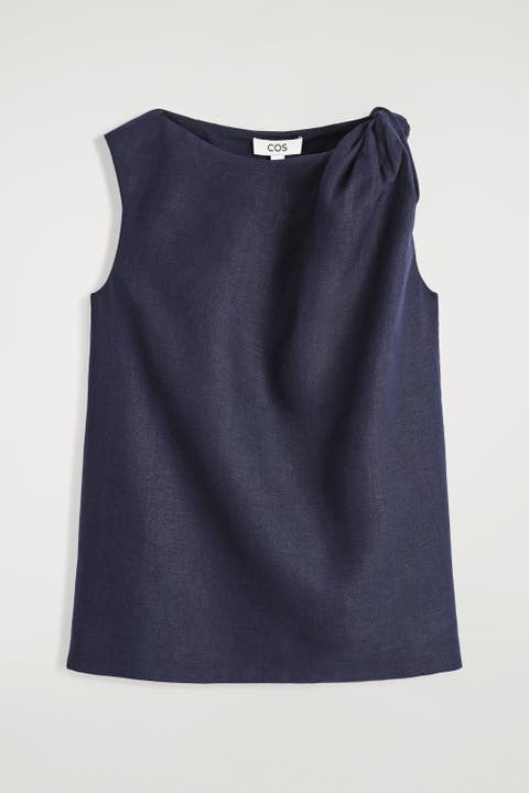 Twisted-detail Linen Top