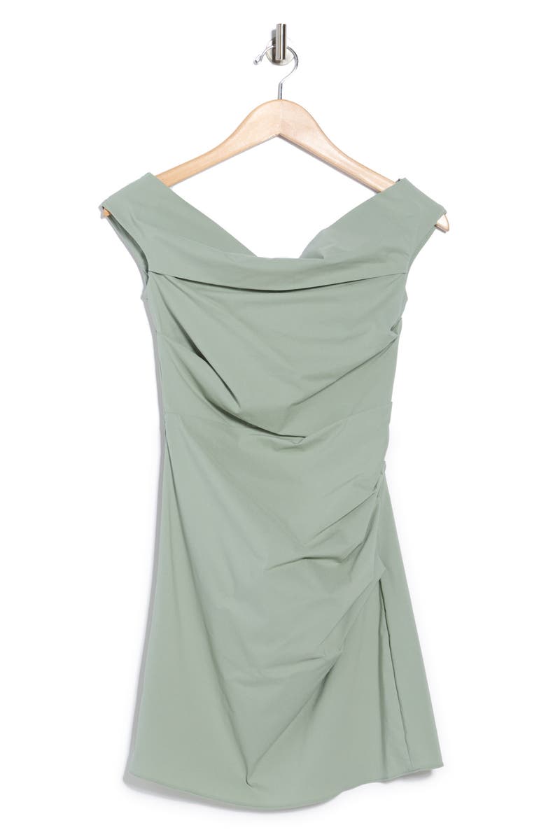 ASOS DESIGN Off the Shoulder Minidress, Alternate, color, Light Green