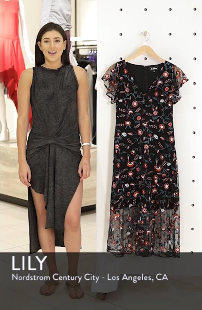 Pansy Embroidered Mesh Midi Dress, sales video thumbnail