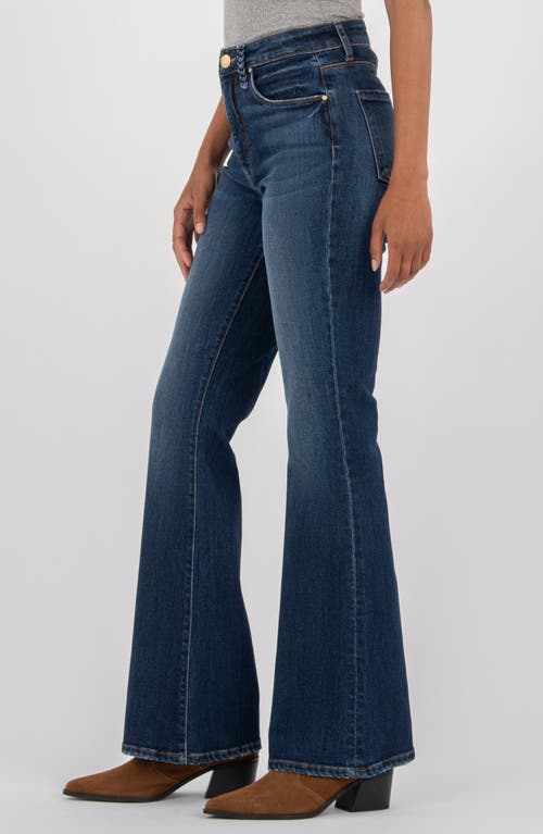Kut From The Kloth Ana Fab Ab Braided Belt Loop High Waist Flare Jeans In Blue