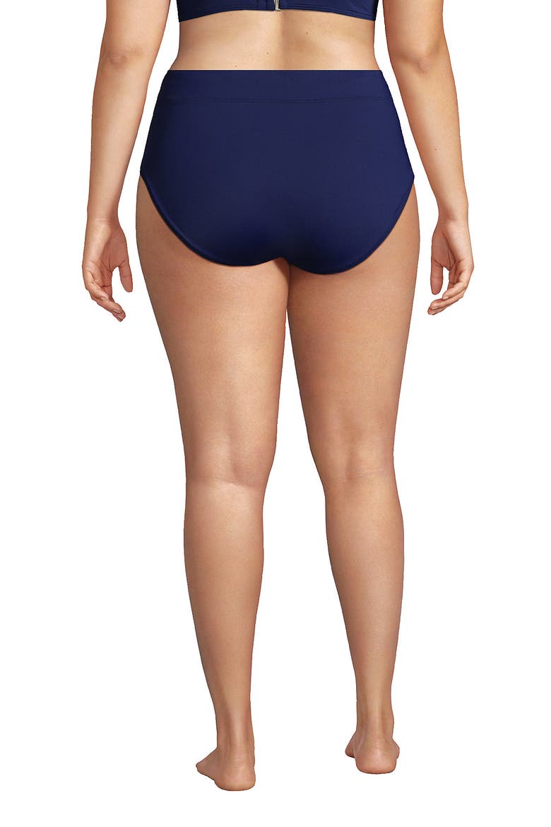 Plus Size Tummy Control High Waisted Bikini Swim Bottoms, Alternate, color, Deep Sea Navy