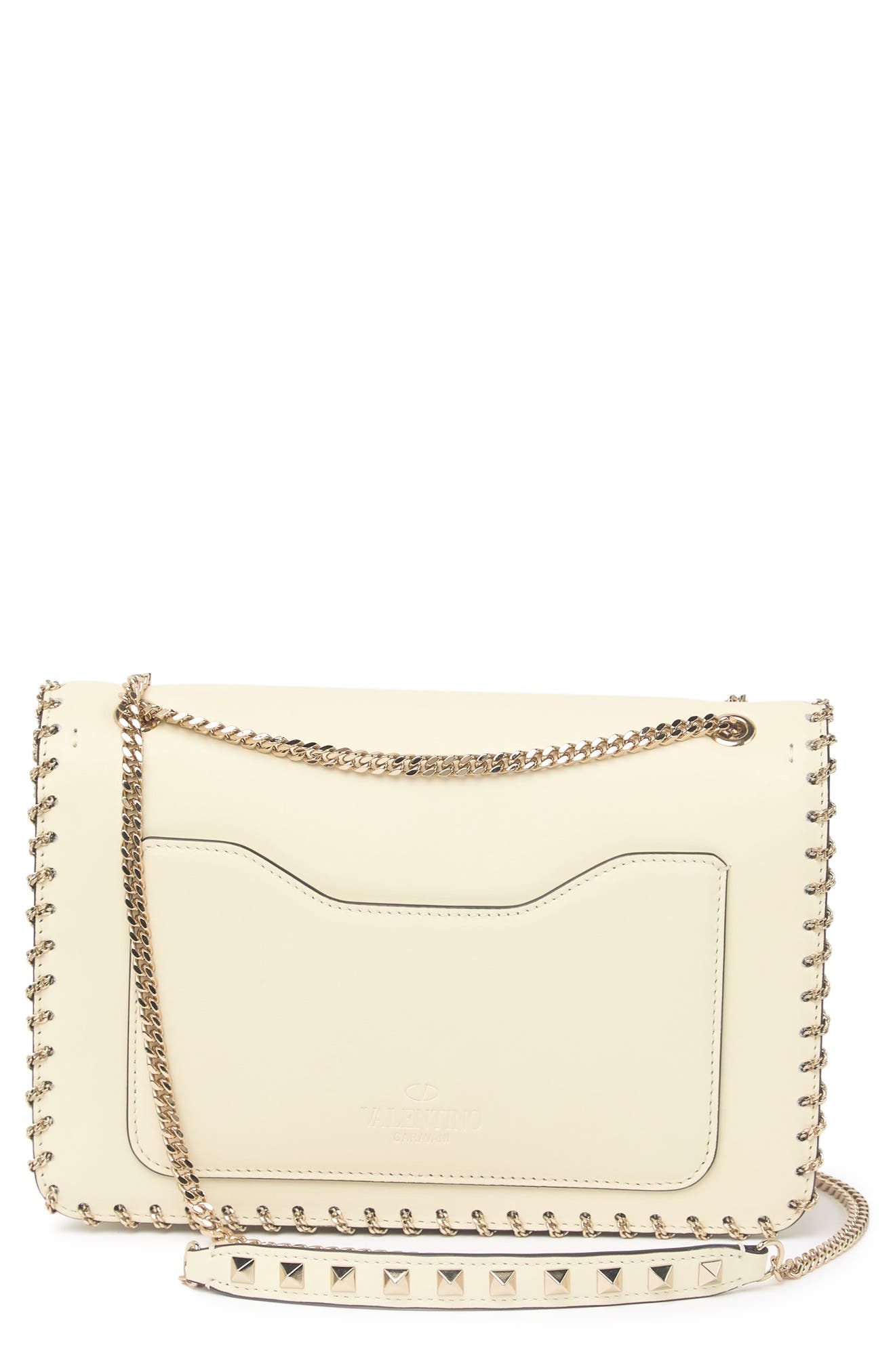 Valentino Garavani Demilune Whipstitch Leather Shoulder Bag, Alternate, color, 