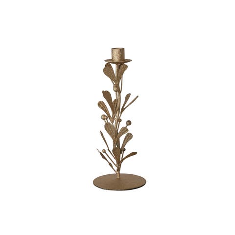Distressed Iron Leaves & Berries Taper Holder