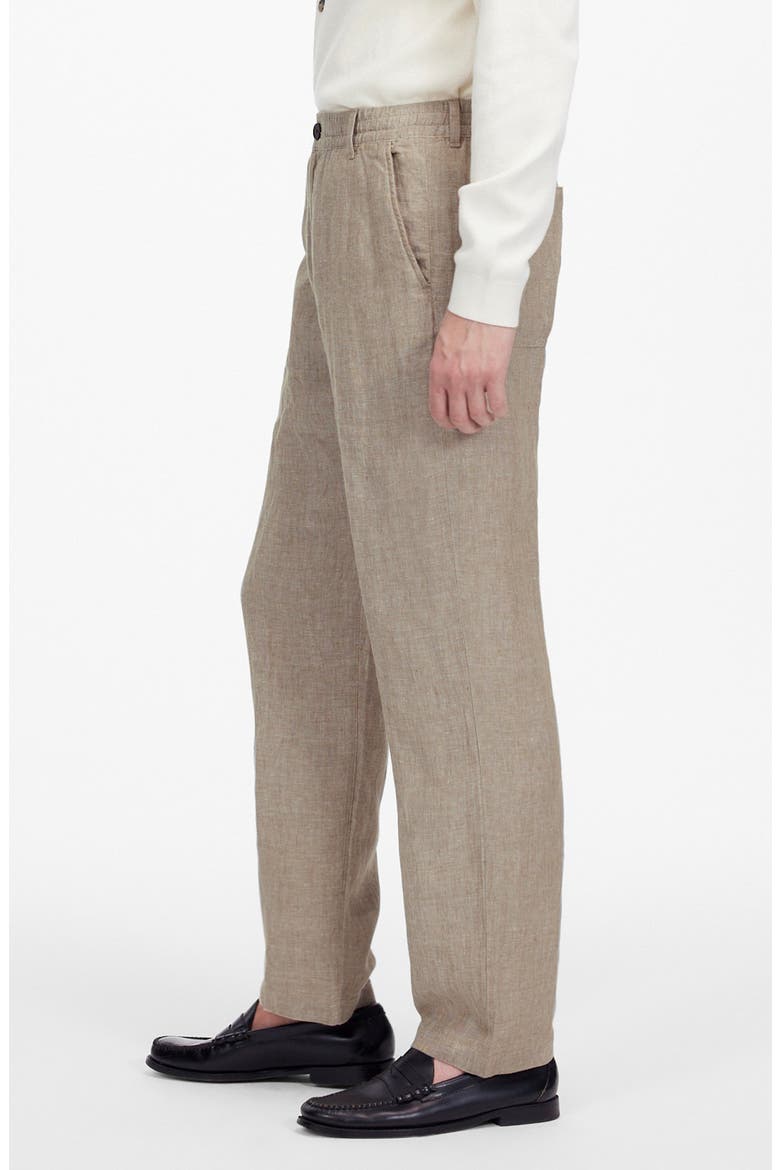 Elastic Waist Straight Leg Linen Pants, Alternate, color, CHESTNUT