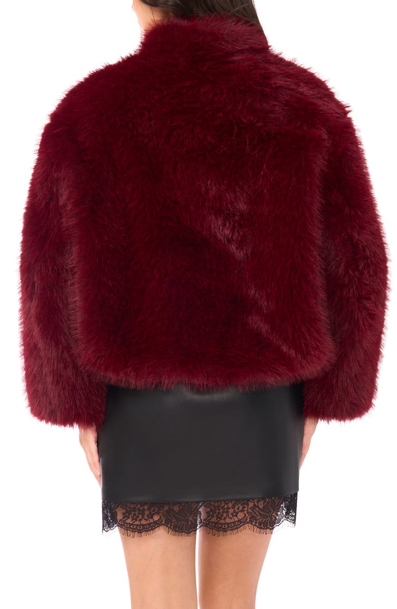 Vince Camuto Stand Caollar Faux Fur Jacket, Alternate, color, Port