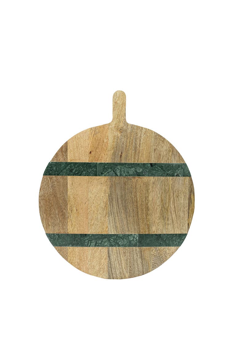 Cillian Dark Green Round Marble Serving Board, Main, color, Brown