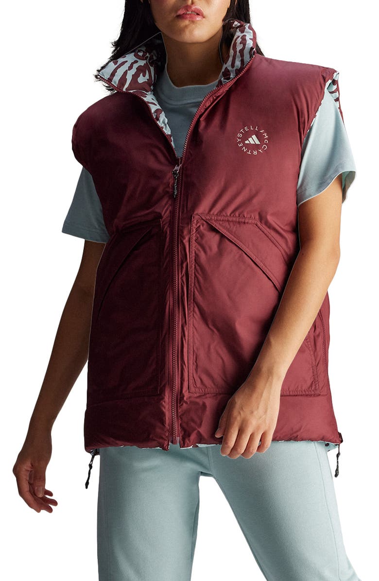 adidas by Stella McCartney Reversible Puffer Vest, Alternate, color, Vapour Green