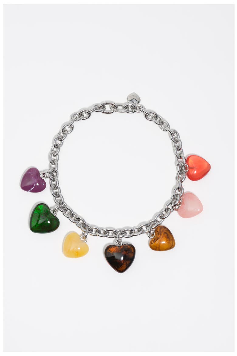 Multicolor Resin Hearts Necklace, Main, color, GREEN