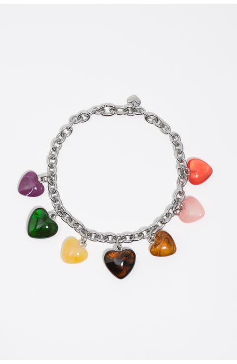 Multicolor Resin Hearts Necklace