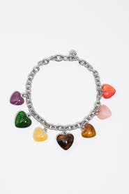 Bimba y Lola Multicolor Resin Hearts Necklace