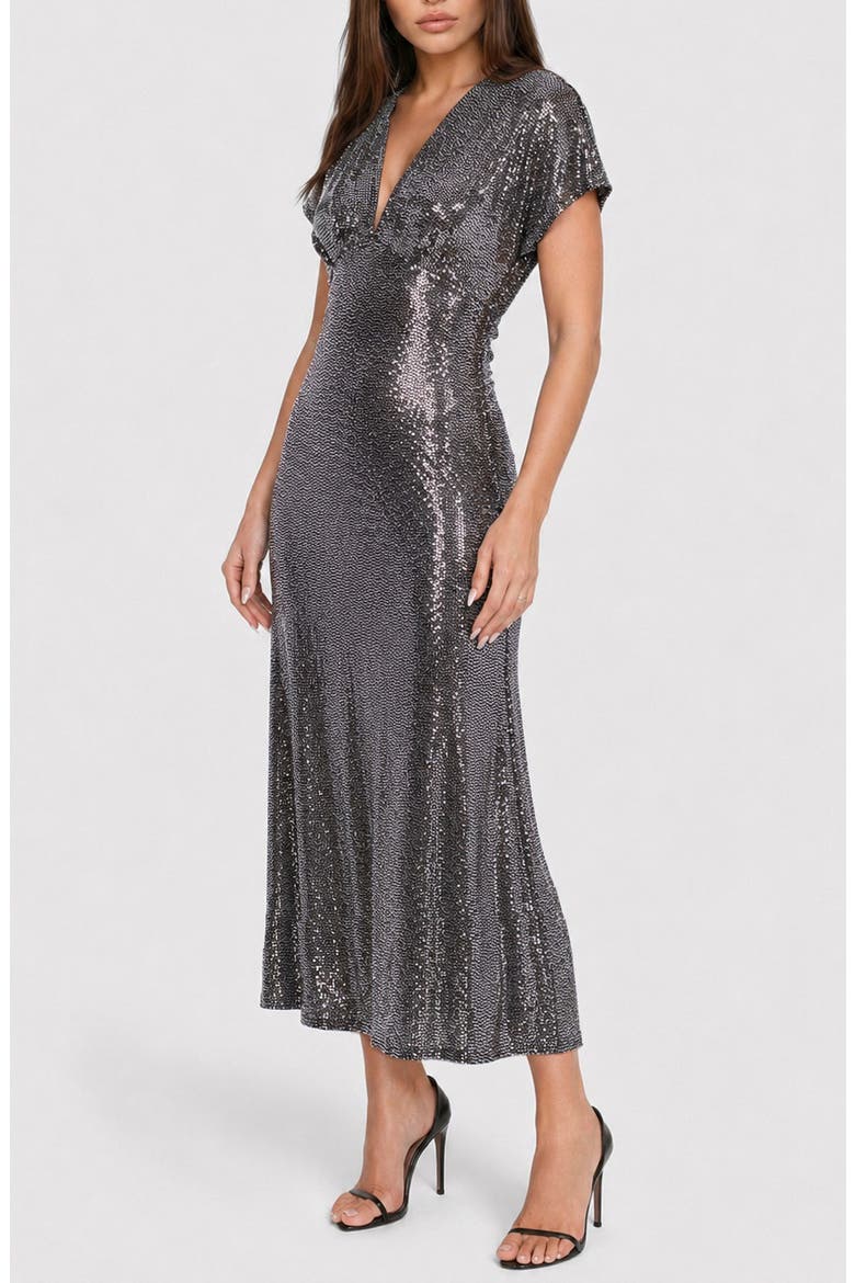 Disco Dot Maxi Dress, Alternate, color, BLACK/ SILVER