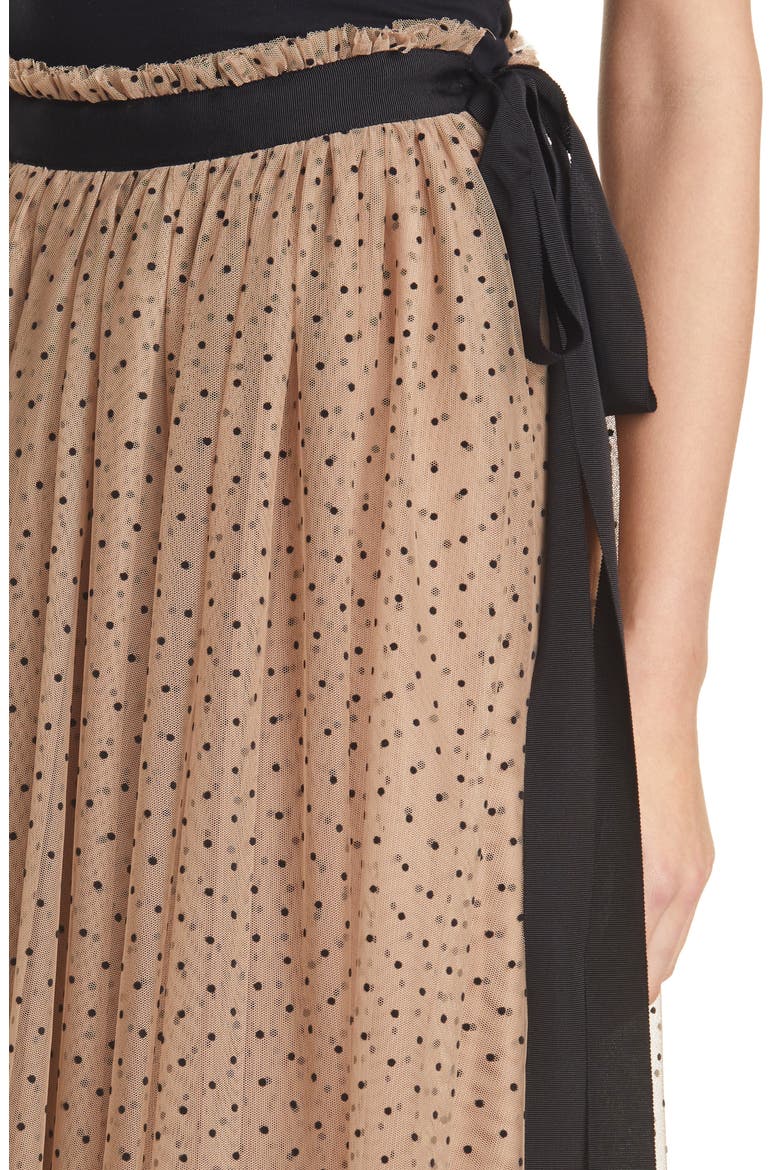Poppy Dot Flocked Tulle Skirt, Alternate, color, NUDE/ BLACK DOT
