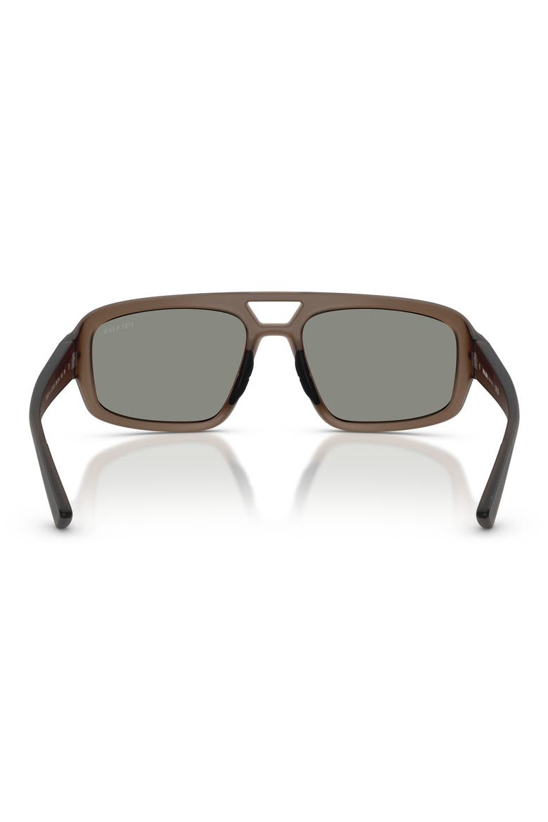 57mm Mirrored Irregular Sunglasses, Alternate, color, BROWN / DARK GREY BLUE/ RED