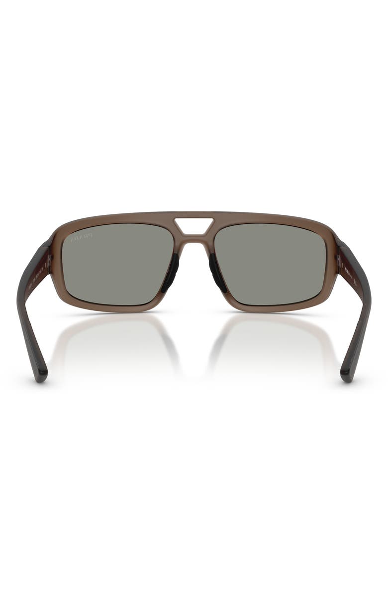 Prada Linea Rossa 57mm Mirrored Irregular Sunglasses, Alternate, color, Brown / Dark Grey Blue/ Red