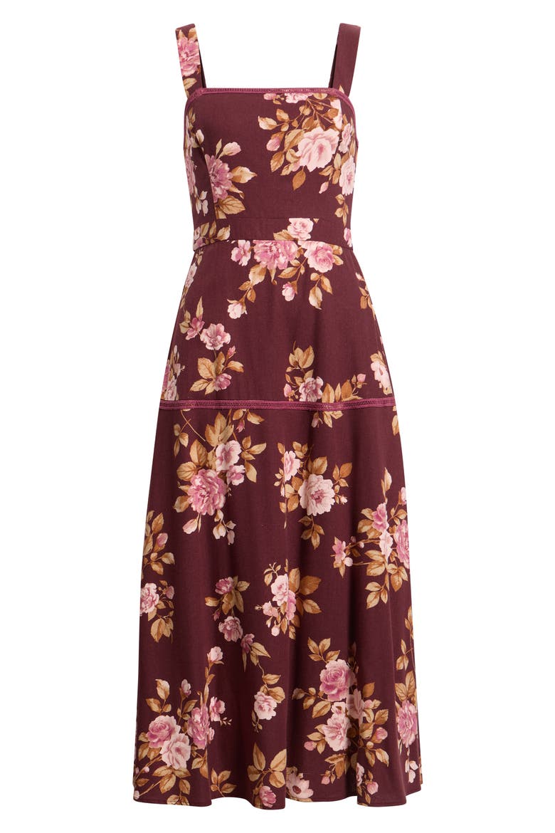 Sleeveless Midi Dress, Main, color, BURGUNDY