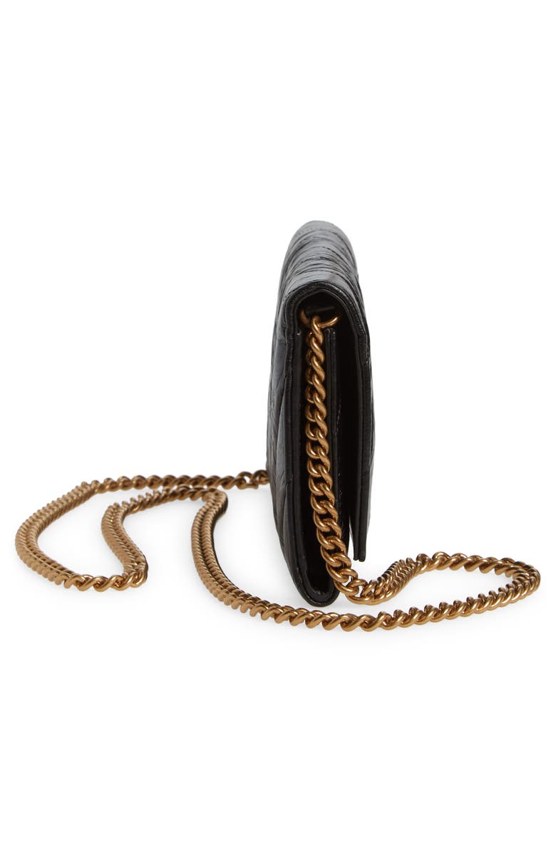 Balenciaga Crush Leather Wallet on a Chain, Alternate, color,