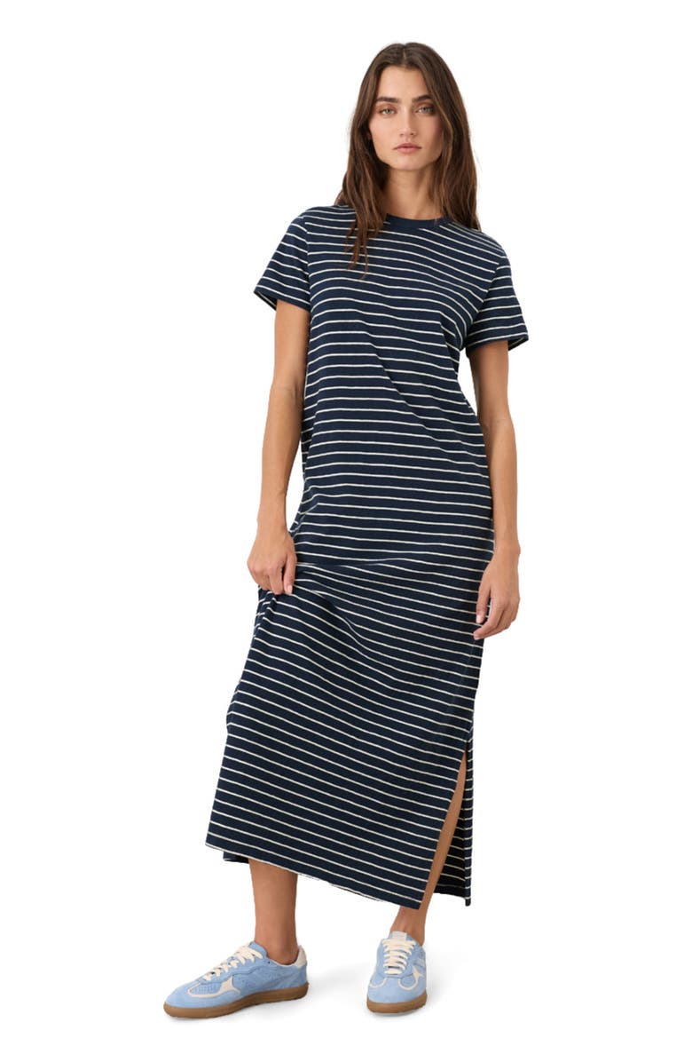 Pact Organic Cotton Soft-Slub Essential Easy Tee Maxi Dress, Main, color, Saranac Stripe